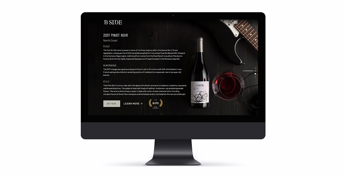 B side site Chardonnay product page