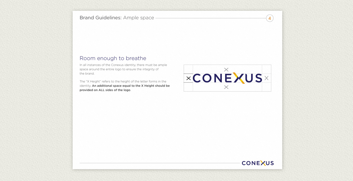 View of branding guidelines for Conexus Medical