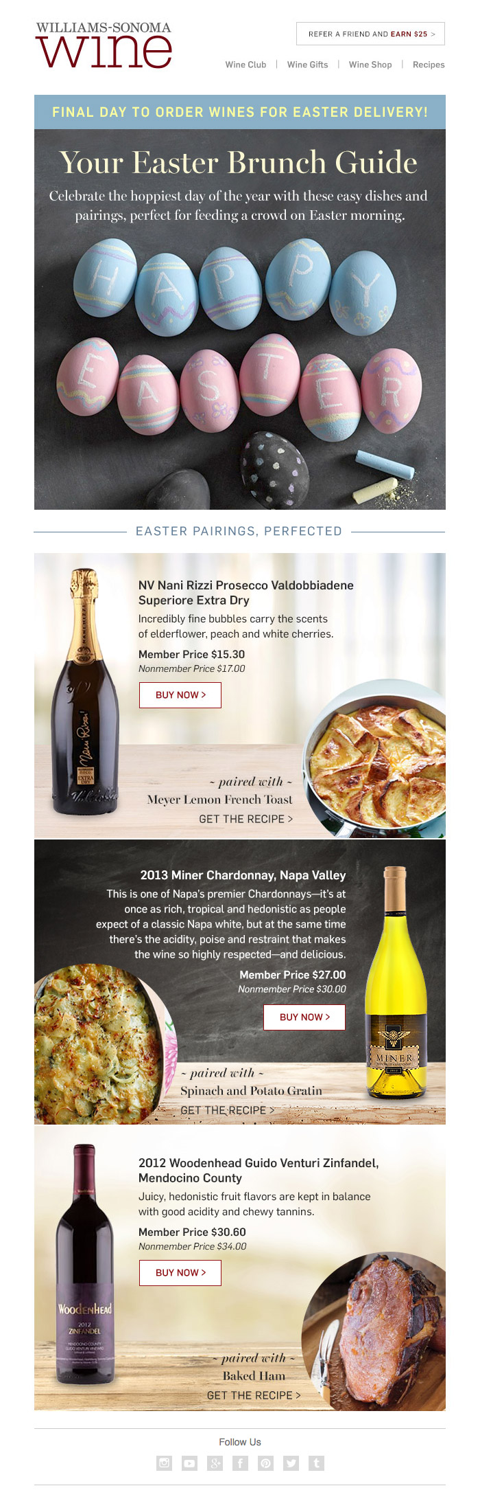 Williams Sonoma 'Spring Wines' HTML email