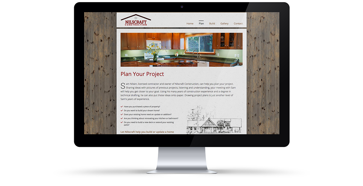 Nilscraft Construction website, Plan page