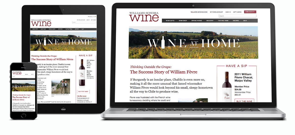 Williams Sonoma responsive landing page