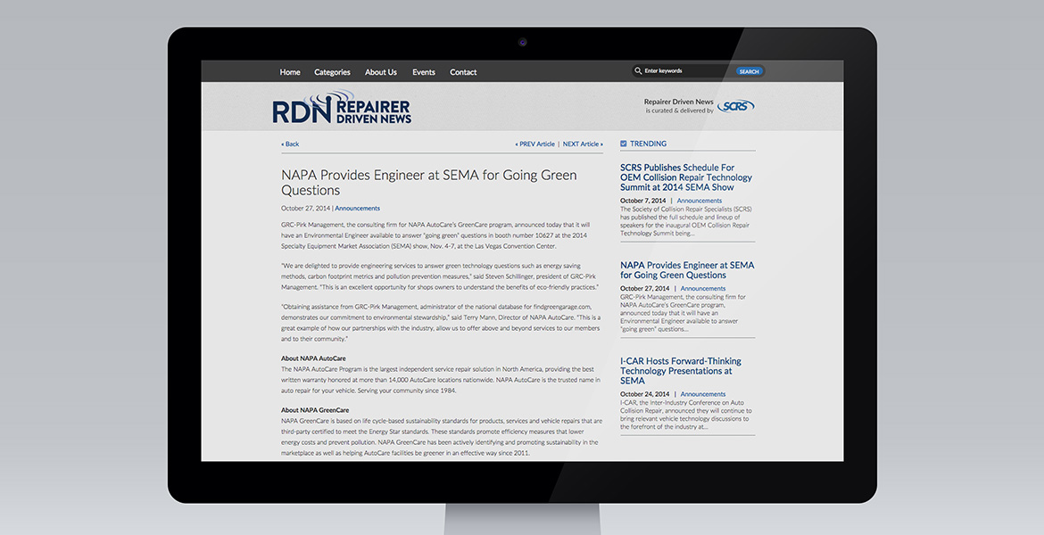SCRS 'Repairer Driven News' article page